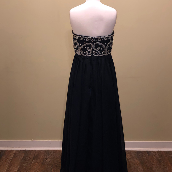 Sean Collection Beaded Strapless Formal Dress Navy Blue Size 10 - Picture 3 of 4